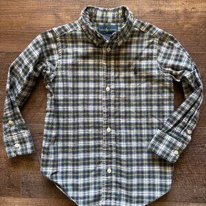 POLO Ralph Lauren plaid button down shirt size 3T navy and yellow